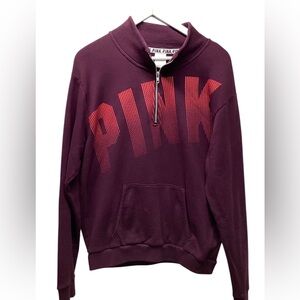 Pink 1/4 zip pullover. Maroon. Size Large